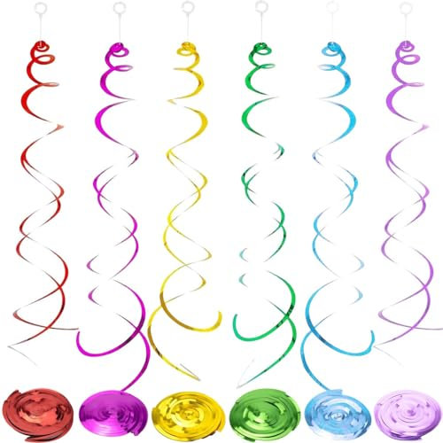 Jonami Decorazioni Pendenti a Spirale per Carnevale, Ghirlanda Multicolore Sospesa in Lamina da Soffitto per Festa di Compleanno -18 Pezzi-