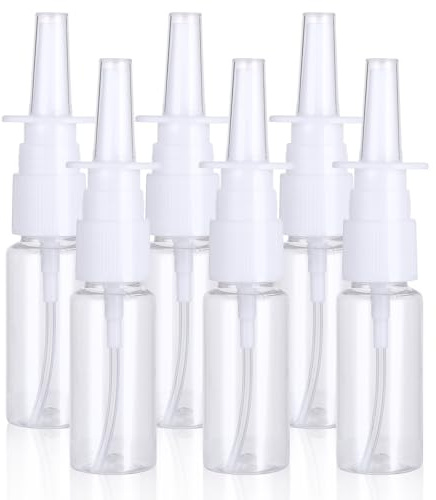 simarro 6Pcs Empty Nasal Spray Bottles, 20 ml Nasal Spray Bottles PET Refillable Atomiser Spray Bottle Reusable Empty Nasal Spray Bottle for Perfume, Essential Oils, Saline Solution
