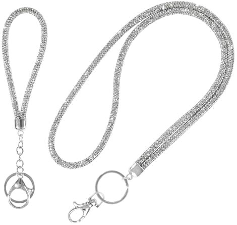 Carreneu 2 Stück Schlüsselanhänger Glitzer,Handykette GlitzerHandykette Glitzer,Schlüsselband GlitzerSchlüsselbänder zum Umhängen für Mobiltelefone und Schlüssel(Lang und Kurz)