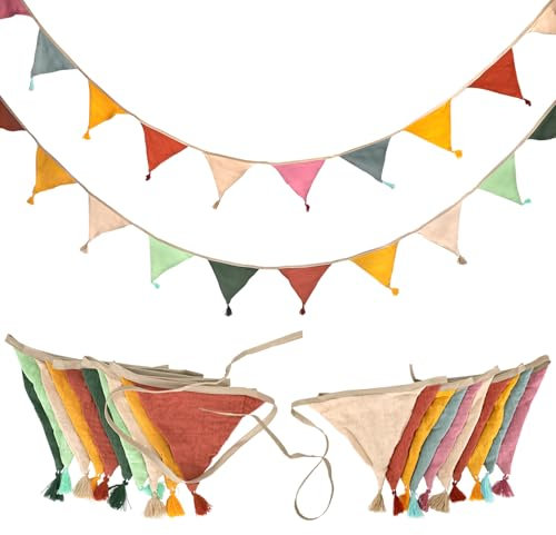 2 Stück Wimpelkette, Kinderzimmer Wimpelkette Stoff, Kinderzimmer Deko Junge, Hausbett Deko,Babyzimmer Deko,Wimpelkette Outdoor, Wanddeko Kinderzimmer