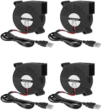 Lot de 4 ventilateurs de refroidissement 60 mm USB 6015 5 V USB 5 V turbine turbine à roulement à billes 60 x 60 x 15 mm pour boîtier d'ordinateur PC