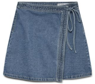 VERO MODA Vmliza herr kort denim omlottkjol Ga Noos, Medium blå (medium blå denim), S