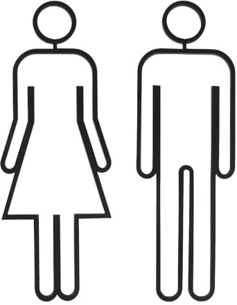 WC Schild Selbstklebend, 22cm Männer & Frauen Symbol Toilettenschild, Wasserdicht Toilettenschild Selbstklebend, Ideales WC Schild für Toilette Badezimmer Kleiderschrank