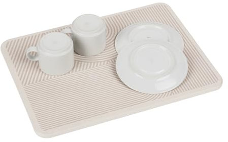 Wenko Tappeto drenante MOD. Damon scolapiatti in diatomite Assorbente per Cucina con Piedini in Silicone Carta vetrata 40 x 30 x 0,9 cm Beige