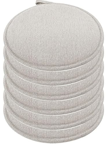 moismk Cuscini Rotondi per Sedie Cucina, Diametro 37cm Cuscini per Sedie Antiscivolo per Sedie da Pranzo,Esterno, Giardino, Cucina, Ufficio, Soggiorno(Beige,6pcs)