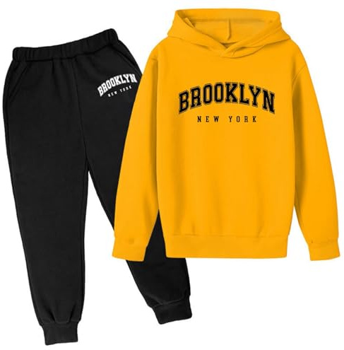 Tracksuit Children's Jogging Suit Sports Boys Children Winter Hoodie Pullover Set Popular Printed Hoodie Set On Underwear Casual Letter Costume Boy Sportswear Tracksuit Summer, yellow, 5-6 Jahre