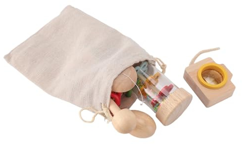 SIXRUN Juego de Sonajeros de Madera Coloridos de 6 Piezas con Sonajeros de Rodillos y Bola, de Mano para Desarrollo Sensorial y Habilidades Cognitivas, Juego de Juguetes de Madera de Abedul para un