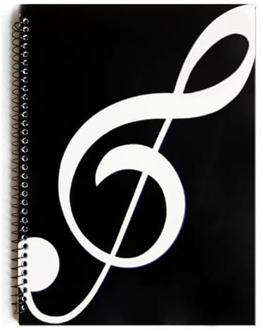 Cuaderno de Partituras en Blanco, 50 Páginas - Papel de Música con Pentagrama, Cubierta Negra - Para Composición, Piano, Guitarra y Clases - Cuaderno de Notación Musical para Músicos y Estudiantes