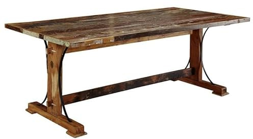 Massivmoebel24.de | Nature of Spirit Esstisch aus Massivholz #11 | aus Altholz - Mehrfarbig, lackiert | + Verbindungsstrebe | 180x90x76 | Massivholztisch Esszimmertisch