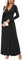 OUGES Women's Winter Spring Casual V Neck Long Sleeve Wrap Ladies Maxi Long Dress with Pockets(Black,M)