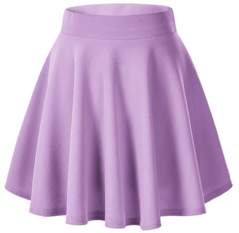 Urban Coco - Falda para Mujer, básica, versátil, elástica, Acampanada, Informal y de tamaño Mini, Lila, Large