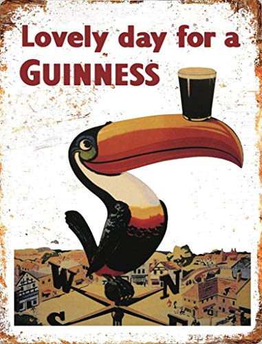 Novelty Retro Vintage Wall tin Plaque 20x15cm - Ideal for Pub shed Bar Office Man Cave Home Bedroom Dining Room Kitchen Gift - Guinness Drink Beer Ale Stout Toucan Bird Metal Sign