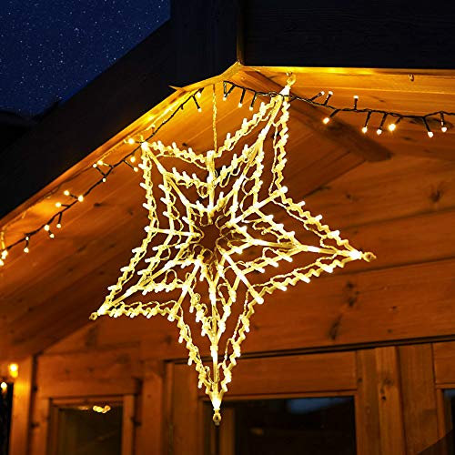 55cm Plug in Hanging Star Window Silhouette - 100 LEDs -Outdoor Christmas Decoration (Warm White)