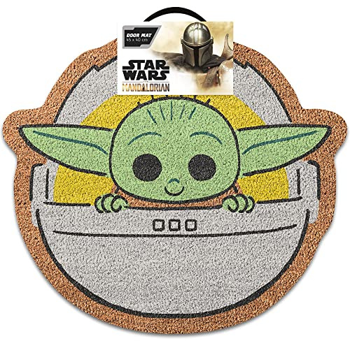 Grupo Erik, Star Wars The Mandalorian Grogu Home Entrance Doormat Made of Coconut Fibre and with a Non-Slip PVC Base, 50 x 55 cm