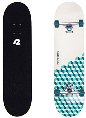 Retrospec Alameda Skateboard Complete | Canadian Maple Wood Deck w/ 5.5 Inch Aluminum Alloy Trucks for Commuting, Cruising, Carving & Downhill Riding