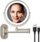 FUNTOUCH Wiederaufladbarer Schminkspiegel mit Licht, Doppelseitiger Schminkspiegel mit 1X/10X Vergrößerung, Badezimmer Schminkspiegel, 3 Farben, Touchscreen, dimmbar, erweiterter Arm