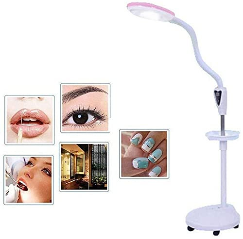 Luce d'ingrandimento regolabile da pavimento con braccio girevole regolabile con lampada in vetro 16X Supporto rotante per la cura della pelle di bellezza Manicure per unghie Salone di tatuaggi Prot
