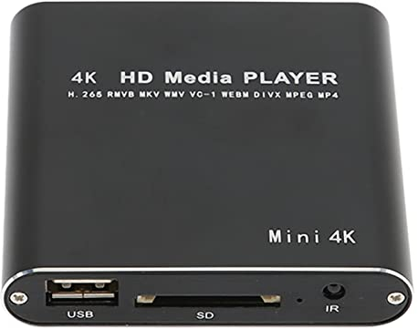 Bewinner Tragbarer 4K Media Player, 1080P HD AV USB HDMI Media Player mit Fernbedienung, Digitaler RMVB MKV RM MP4 Player, Unterstützt Bis zu 5000 G Externe Festplatte für