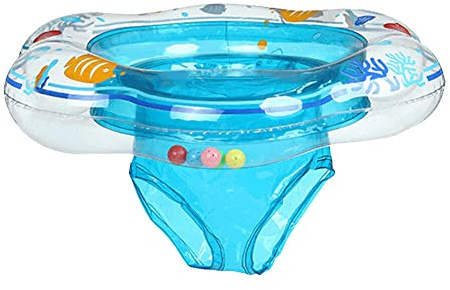 Baby Swimming Float Ring, Baby Infant Toddler Swim Seat Inflatable Rubber Ring Float Aid Swimming Pool for Toddler Kids (Blue)