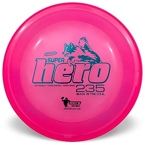Hero Disc USA Superhero 235 K9 Candy - Frisbee de plástico para Perro, Juguete para Exteriores y Frisbee para Mascotas, Disco Volador Resistente a pinchazos para Perros (Rosa)