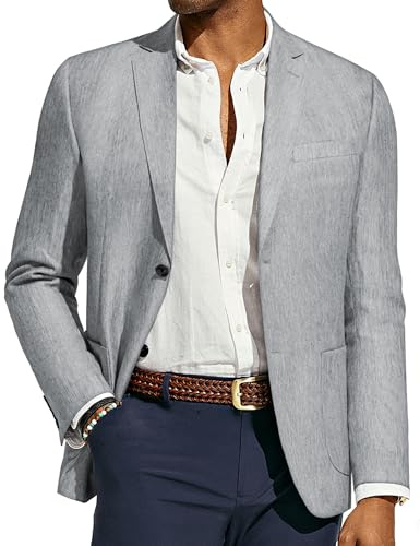 PJ PAUL JONES Mens Blazer Jacket Casual Blazer for Men Regular Fit Two Button Mens Sport Coat Business Light Grey