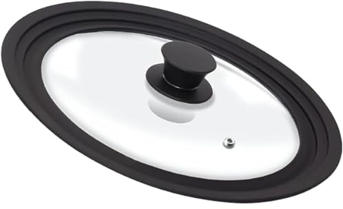 SDMAX Silicone Universal Lid for Pots, Pans, and Skillets, Universal Glass Lid with Heat Resistant Silicone Rim and Tempered Glass, Replacement Frying Pan Cover (16-20CM)