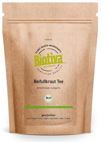 Té de artemisa orgánico 100 g - seleccionado a mano - Artemisiae vulgaris - té de artemisa - embotellado y controlado en Alemania - Biotiva
