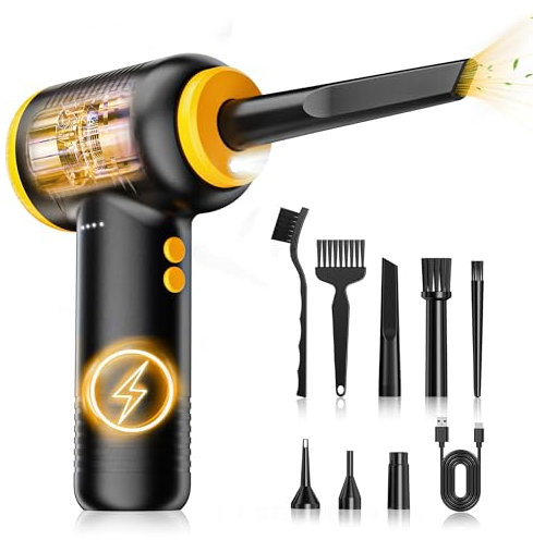 FLOWood Elektrischer Staubbläser, 120000 U/min, wiederaufladbar über USB, Computer-Reinigungsset,Schwarz und Gelb