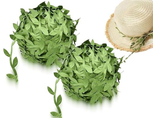 AOYEGIC 2 Rouleaux de Ruban Végétal, Guirlande de Vigne Artificielle Verte, Lierre Décoratif avec Feuilles, Cordon de Vigne (20 m)