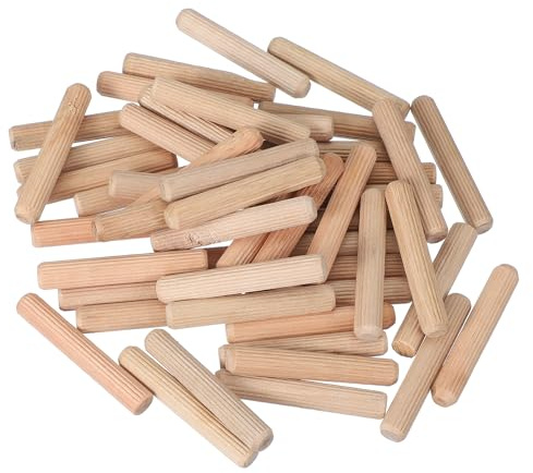 PATIKIL Träpluggar stift 10 mm x 60 mm (10 mm x 60 mm) raka trästavar för hantverksmöbler gör-det-själv träräfflade träpluggar 60