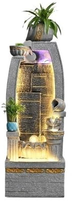 ZZlei2yu-12 Fontaine de Jardin Fontaine d'extérieur sur Pied avec lumières LED et Pompe à Eau for Porche, terrasse, Jardin et arrière-Cour Cascade extérieur