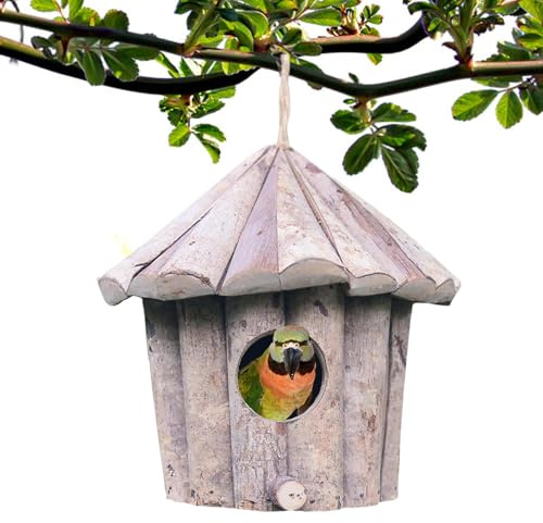 Bird Houses for Outside,Wooden Nesting Shelter | Natural Hummingbird Houses for Outside - for Wren Sparrow Finch Parakeet Bluebird Tree Outdoor Yard Winter Women Lovers