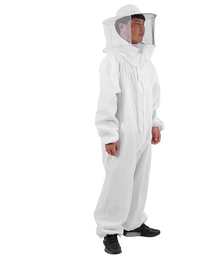 Tuta Per Apicoltore Professionale - Velo Rotondo Rimovibile Traspirante In 100% Cotone Bianco Protezione Completa, Tuta Sicura Per Apicoltore, Abbigliamento Spesso Da Lavoro Per Alveare | Attrezzatura