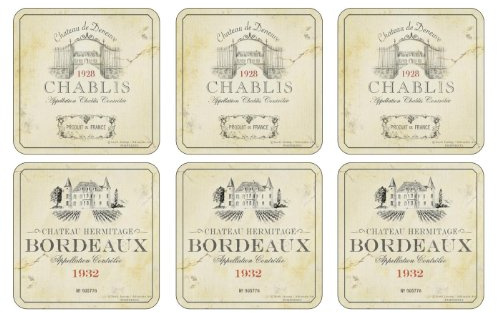 Pimpernel - Dessous de Verre Collection Vin de France - Lot de 6 (Multicolore, Taille Unique)