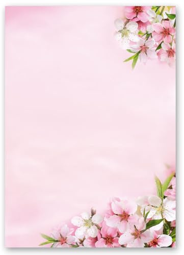 Motivpapper brevpapper PFIRSIKBLOMMOR 100 ark DIN A4 90 g/m²