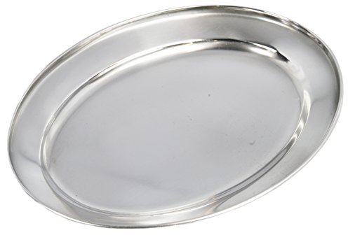 Buckingham Mirror Polish Oval Serving Tray Heavy Gauge Plate Stainless Steel Durable Meat Platter for Restaurant Catering Parties Buffet BBQs and Everyday Large Dining (25 Cm)
