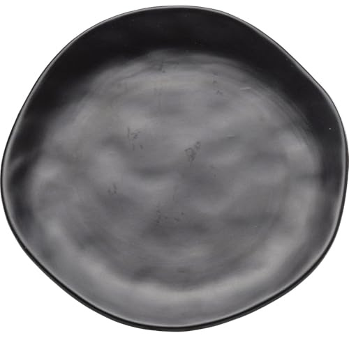 Kare Design Teller Organic, Geschirr-Set, 16-teilig, Schwarz, 20cm Durchmesser, Frühstücksteller, Dessertteller, Geschirr, Keramik, Steingut, mikrowellengeeignet, spülmaschinenfest, Hand-Made-Optik