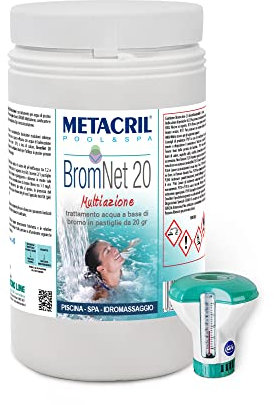 BROMO in pastiglie da 20gr - Brom Net 20 Multiazione Kg.1 + Dosatore c/Termometro. Per piscine e spa Idromassaggio (Teuco,Jacuzzi,Dimhora,Intex,Bestway,ecc.)