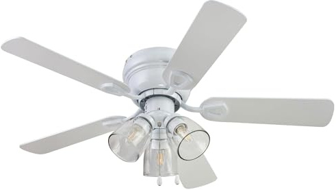 Portage Bay Ceiling 52 Renton Brushed Nickel Indoor Fan with Clear 3 Light LED Multi Arm E26/B11 Bulb and Pull-Chains, Traditional Style, 5 Reversible Gray Oak/Walnut Blades, 51440, 52 Inch