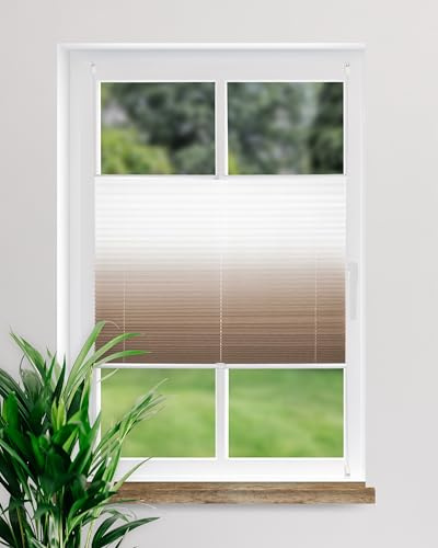 DECOLIA Faltrollo Plissee ohne Bohren 85 x 130 cm Caffe Latte - Lichtdurchlässiger Fenster Sichtschutz und Deko, Faltrollo aus Polyester mit Klemmfix System und variabler Positionierung