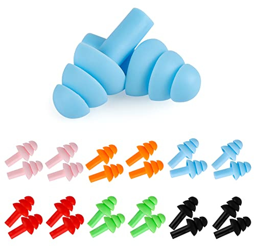 Jognee Lot de 12 Paires de Bouchons d'oreille en Silicone pour la Natation, Les Adultes, Les Bouchons d'oreille pour Dormir, Les Bouchons d'oreille en Silicone Doux