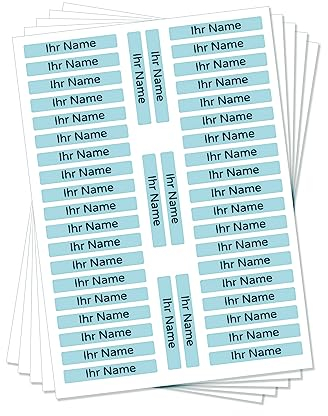215 Stück personalisierte Stiftaufkleber Stiftetiketten 40x6 mm - Namensaufkleber mini/sehr klein - Aufkleber für Stifte, Buntstifte, Füller/Wasserfest/Kratzfest (Blau, Set 215 Stück)