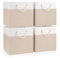 Woodluv Storage Cube Boxes Large, Set of 4 Foldable Storage Basket for Cupboards, Shelves, Closet, Set of 4, Beige, 30 x 30 x 30 cm