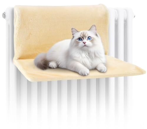 CEWROM Lit pour chat pour chauffage, chaise longue chauffante douillette avec housse en peluche douillette, lit pour chat, balcon pour bord de lit, capacité de charge maximale : 12 kg, 45 x 30 cm