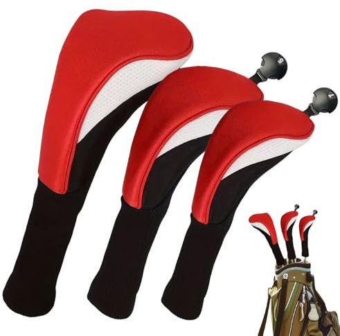 Copritesta per mazze da golf, set con custodia in rete, copertura per driver da golf a collo lungo, per uomini e donne, appassionati di sport