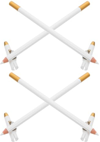 Healvian Lot de 4 Set de Crayons à Barbe et Correcteurs de Sourcils Blancs avec Taille-crayon Intégré, Résistants à L'eau, pour Dessin Précis Ligne de Barbe et Coiffure, Outils