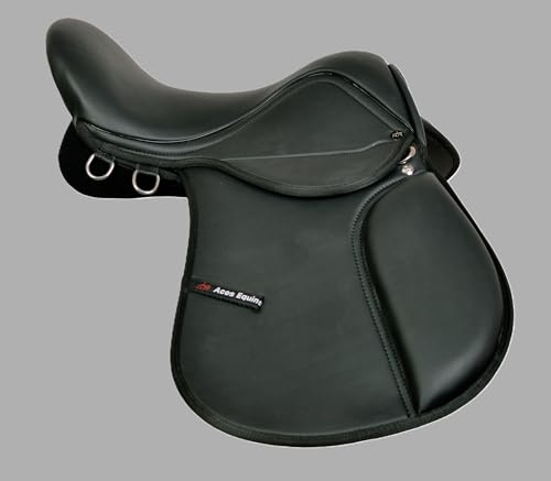Synthetic Leather General Purpose Horse Saddle Comfortable Fit Black 17 Inch