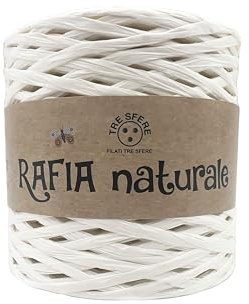 Fili & filati Rafia Naturale, 250g, 265 Metri, Filato per Uncinetto 4/5, per Borse e Accessori handmade e Moda estivi (Bianco - 14, OPACO)