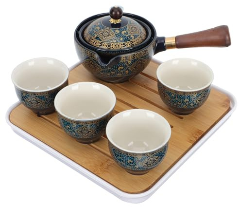 KAJNBN Teiera Automatica Set da Tè in Ceramica Resistente al Calore Filtro Integrato Tazza e Coperchio, per Preparare Tè in Modo Semplice per Casa