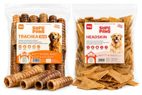 500g Beef Trachea for Dog & 500g Beef Headskin for Dog Chews, 100% Natural Pet Treats Chews Air Dried Dog Snacks Sticks, Long-Lasting Like Pizzle Pet Treats, Grain and Gluten Free Meat Sticks